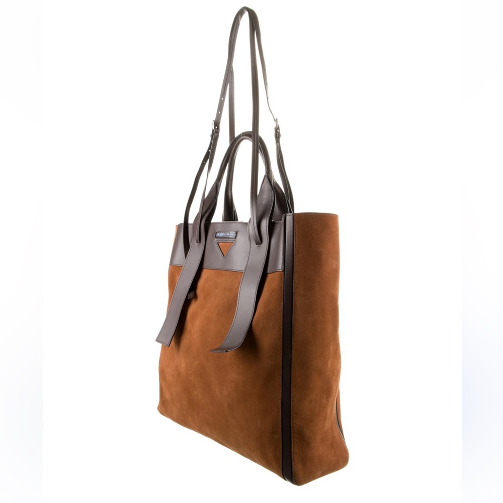 Prada Brown Tote Bag, Suede Bag, Shoulder/Hobo Bag, Leather Bag, Unisex Purse.